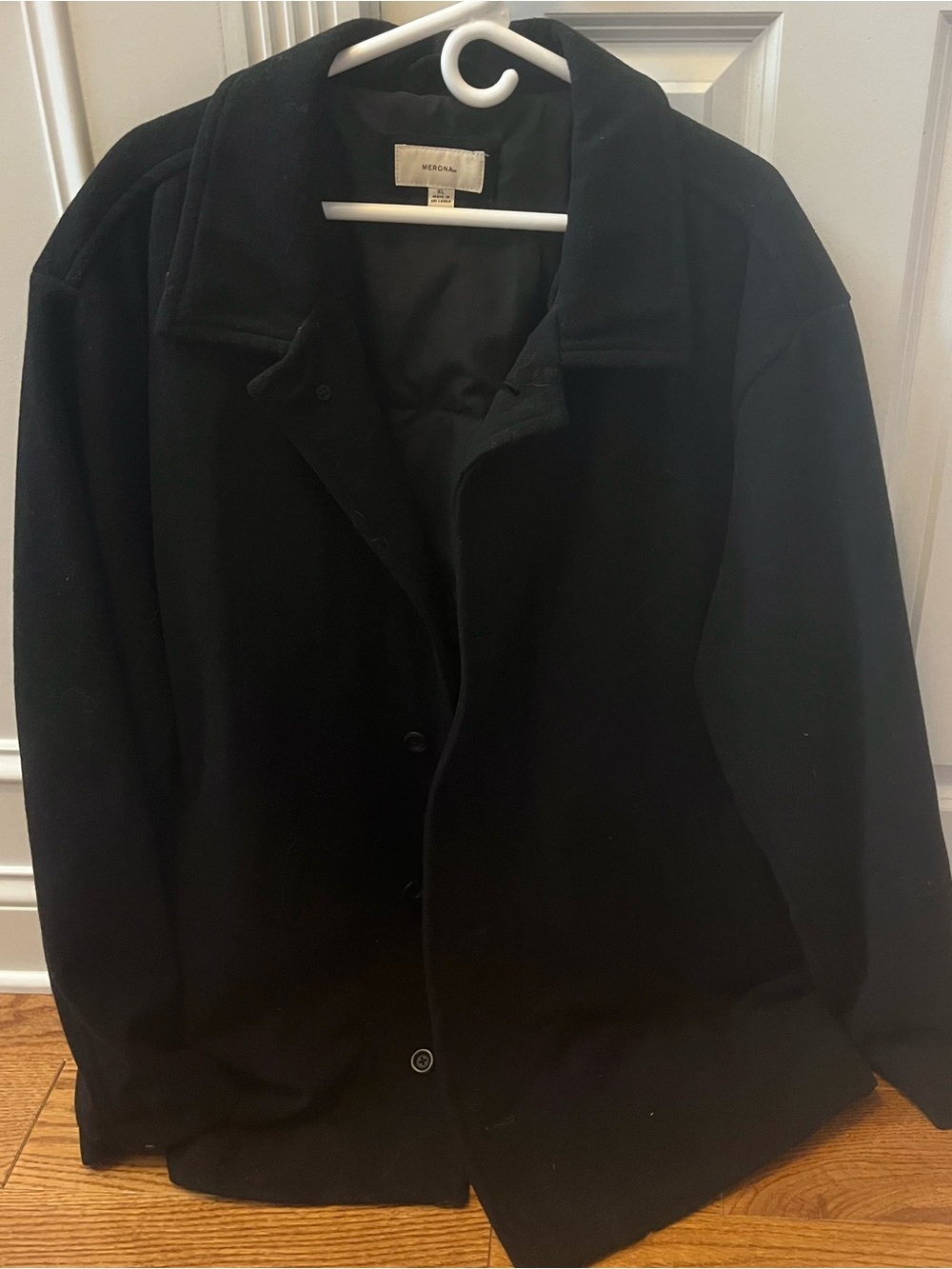 Merona Black Men’s Pea Coat with Classic Collar